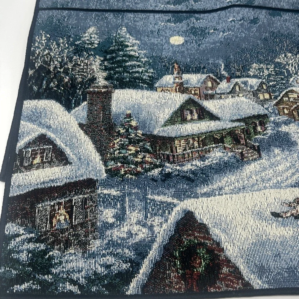 Set Of 4 Nicky Boehme Tapestry Christmas Placemats Santa On Rooftop Toy Bag